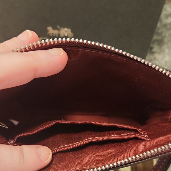 Coach Leather Wine Glitter Wristlet New With Tags - Picture 6 of 6